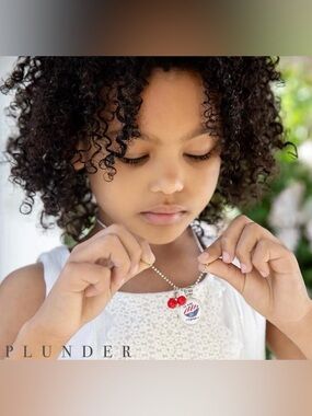 Plunder Lil' Miss Independent Necklace New in Box + Pouch 4th of July Americana